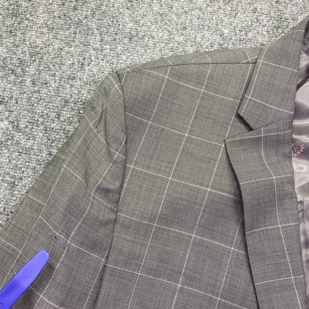 Lauren Ralph‎ Lauren Grey Plaid Wool Blazer Mens 50R Sport Coat 2565 Preppy